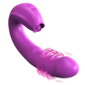 Clitoral Licking Rotating G Spot Vibrator, 3 in 1 Clit Tongue Dildo Vaginal Vibrating Stimulator with 10 Modes